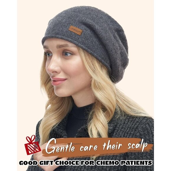 ✨ Furtalk Slouchy Beanies Women Grey Winter Soft Warm Knitting Skull Beanies - Picture 4 of 7